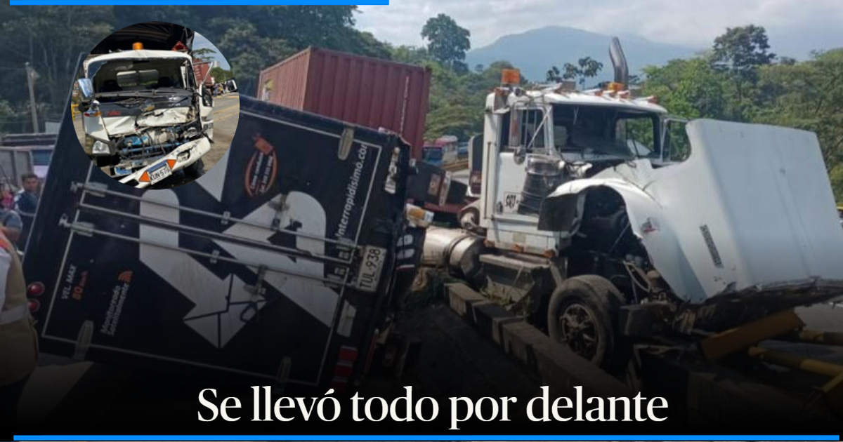 Aparatoso choque en Ibagué Tractomula se quedó sin frenos y ocasionó